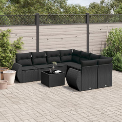 vidaXL Σετ Σαλόνι Κήπου Rattan 9τμχ Μαύρο 3221154