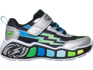Skechers Lil' Storm Scene Παιδικά Sneakers με Φωτάκια Ασημί 407632NC-SLBK