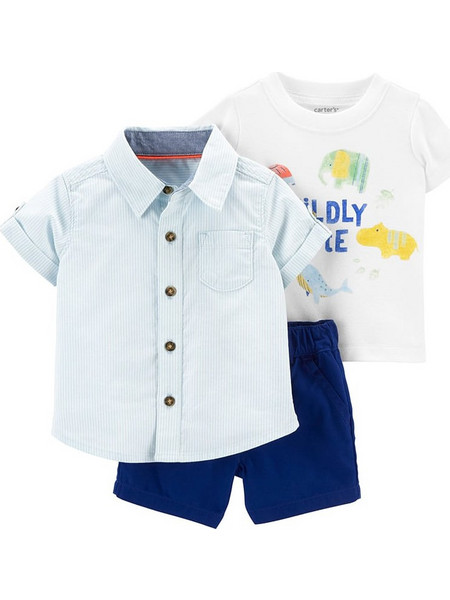 Carter's Βρεφικό Σετ για Αγόρι Καλοκαιρινό Λευκό Navy Μπλε 1N058910