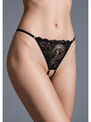 Milena By Paris Γυναικείο Sexy String Αυτοκινήτου με Δαντέλα Μαύρο 6980