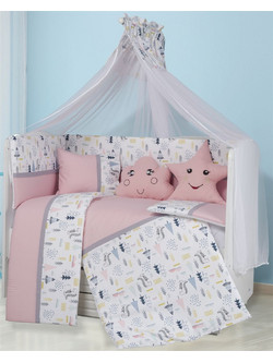 Dimcol Bebe Forest 12 Σετ Κούνιας Pink 9τμχ