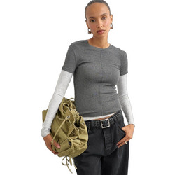 Topshop Belia Γυναικείο Καλοκαιρινό Crop Top Ριπ Ανθρακί 31002206