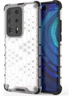 Θήκη για Huawei P40 Pro+ ανθεκτική στις κρούσεις, από PC + TPU σε κυψελοειδές σχέδιο (Λευκό) (OEM)