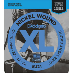 D'Addario EJ21 Σετ 6 Χορδές Ηλεκτρικής Κιθάρας Nickel Plated Steel 12-52" Light Tension
