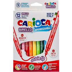 Carioca Birello Superwashable Double Tip Μαρκαδόροι Ζωγραφικής Σετ 12 Χρωματα