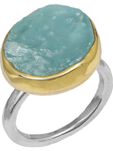 Δίχρωμο δαχτυλίδι 925 με Aqua Marine 037078 037078 Ασήμι