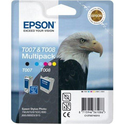 Epson T007 Black + T008 Color Πακέτο 2 Μελανιών Εκτυπωτή Inkjet