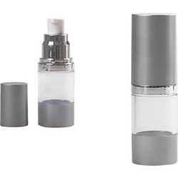 Μπουκάλι airless για κρέμα 15 ml με ακρυλικό διάφανο σώμα και πλαστικό ασημί ματ καπάκι