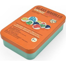 LEGAMI ΜΠΙΛΙΕΣ ΓΥΑΛΙΝΕΣ VINTAGE GLASS MARBLES 21τμχ ΣΕ ΜΕΤΑΛΛΙΚΟ ΚΟΥΤΙ
