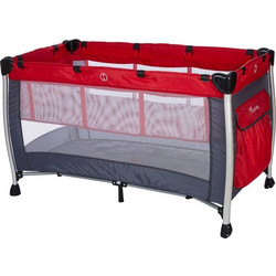 Baby Adventure Holiday Aluminium Παρκοκρέβατο 2 Επίπεδων με Δίχτυ Κόκκινο Γκρι