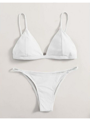 Γυναικείο μαγιό σετ Bikini Brazil με ρυθμιζόμενες τιράντες σε Λευκό χρώμα - Aria Trade