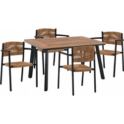 HomeMarkt Σετ Τραπεζαρία Κήπου Αλουμίνιο 5τμχ Καφέ HM11430