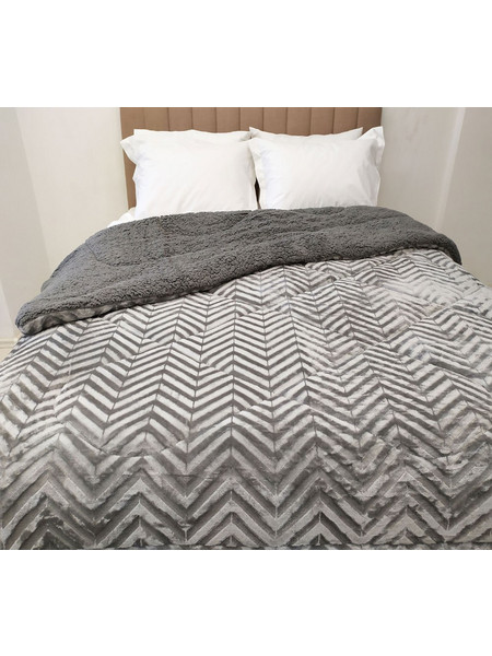 KOMVOS HOME ΚΟΥΒΕΡΤΟΠΑΠΛΩΜΑ ΥΠΕΡΔΙΠΛΟ 220X240 CM - GREY - KOMVOS 7011760-8