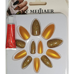 Meijiaer Press-on 16 Almond Tips Νυχιών με Κόλλα 12τμχ