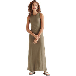Superdry Jersey Maxi Καλοκαιρινό Καθημερινό Φόρεμα Χακί W8010666A-NY8