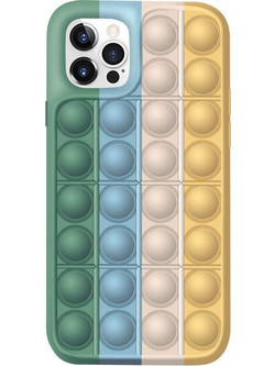 iPhone 12 Pro Max - Fidget Multicolour Soft Silicone Cover with Pop it (oem) Green-gold