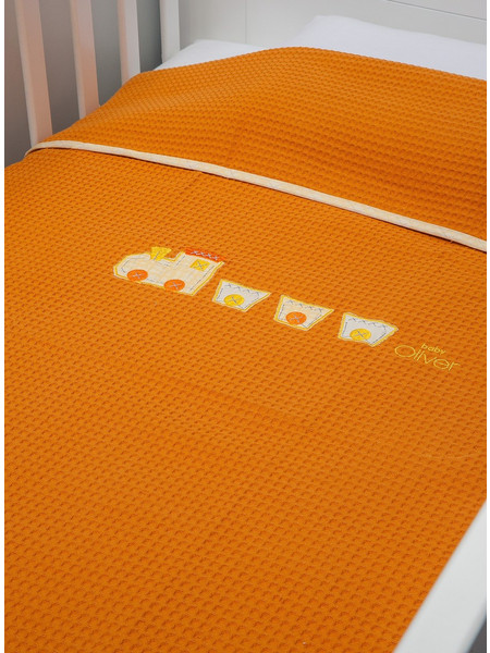 Baby Oliver Des 473 Κουβέρτα Κούνιας Πικέ 100x140 Πορτοκαλί