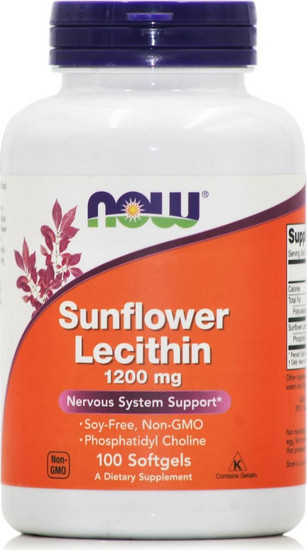 Now Foods Sunflower Lecithin 1200mg 100 Μαλακές Κάψουλες