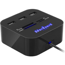 Rebel DM-1020 USB Hub 2.0 USB-A με 7 Θύρες USB-A / Card Reader