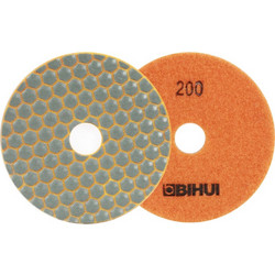 Δίσκος Ξηράς Λείανσης Velkro 100mm max 4500rpm κεραμικά πλακίδια κ.α. Grit 200 Diamond Polishing Pad Bihui DPP420