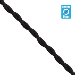GLOBOSTAR(R) BRAIDEN 77620 Υφασμάτινο Στριφτό Καλώδιο 2 x 0.75mm IP20 - Μαύρο - Μ100 x Π0.6 x Υ0.6cm 77620