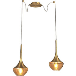 Fabas Luce Apollo Κρεμαστό Φωτιστικό Οροφής Δίφωτο E27 Χρυσό 3623-42-119