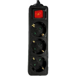 Πολύπριζο Lamtech (LAM023701) 1.5m, x3 με Διακόπτη - Μαύρο LAM023701
