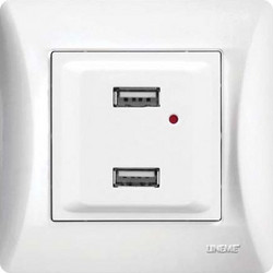ΠΡΙΖΑ ΔΥΟ ΘΥΡΕΣ USB ΛΕΥΚΟ serie H - 50-00139-1