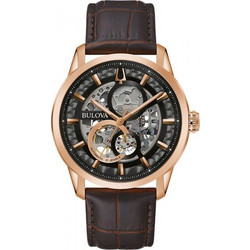 Bulova Sutton Ανδρικό Ρολόι Αυτόματο με Καφέ Δερμάτινο Λουράκι 97A169