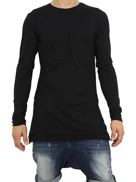 Ανδρική extra longline μακρυμάνικη μπλούζα μαύρη 20491-blk
