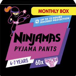 Pampers Ninjamas Girl Pyjama Night Pants Monthly Pack Πάνες Βρακάκι 17-30kg 60τμχ