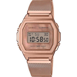Casio Vintage Ψηφιακό Ανδρικό Ρολόι Χρονογράφος με Ροζ Χρυσό Μεταλλικό Μπρασελέ A-1000MPG-9EF