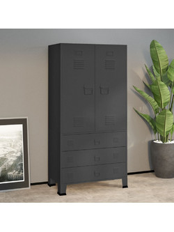 vidaXL Δίφυλλη Ντουλάπα Ρούχων Μαύρη 90x50x180cm 339615