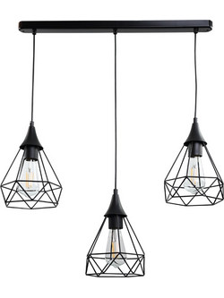 InLight Κρεμαστό φωτιστικό από μαύρο μέταλλο 3XE27 D:60cm (4024-3-BL-RAIL)