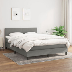 vidaXL Κρεβάτι Boxspring με Στρώμα Σκούρο Γκρι 140x190cm 3139890