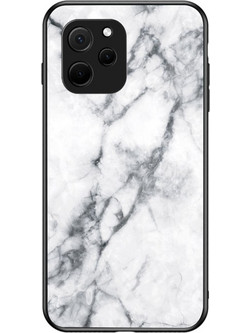Θήκη Huawei Nova Y61 OEM σχέδιο Marble με Πλάτη Tempered Glass TPU λευκό