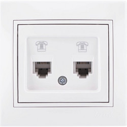 Lezard Πρίζα Τηλεφώνου RJ11 1X4P με 2 Εξόδους Λευκό Mira (Πλήρης) 701.0202138
