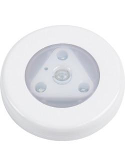 GloboStar(R) 79004 Φωτιστικό Νυκτός Μπαταρίας 3xAAA (Δεν Περιλαμβάνεται) LED SMD 5050 1W 80lm με Αισθητήρα Κίνησης και 3M Διπλής Όψης Αυτοκόλλητη Ταινία Αδιάβροχο IP44 Ψυχρό Λευκό 6000K D7.5 x H1.5cm