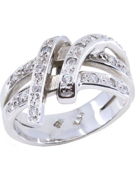 Δαχτυλίδι κόμπος σε 14 Κ λευκό χρυσό με zircon, 2539