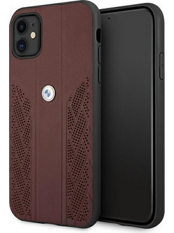 BMW Leather Curve Perforate Case for iPhone 11 / Xr - Red