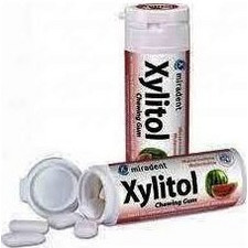 Miradent Xylitol Οδοντότσιχλα οδοντιατρικής φροντίδας με 100% ξυλιτόλη και γεύση Καρπούζι 30 τμχ
