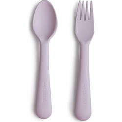 Mushie Σετ Βρεφικό Πιρούνι & Κουτάλι 6m+ Soft Lilac 2τμχ