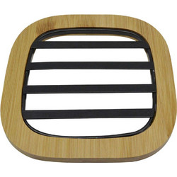 Σουπλά Μαγειρικών Σκευών 819683 17x17x1cm Black-Natural Ankor Μέταλλο,Bamboo