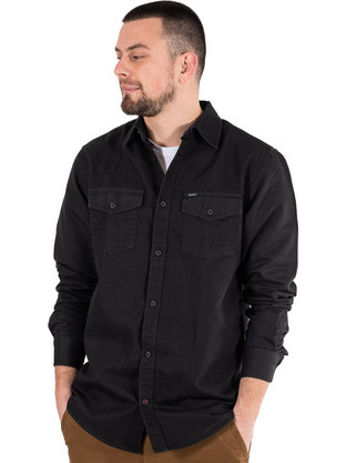 Double Ανδρικό Πουκάμισο Μακρυμάνικο Τζιν DS-21 Black