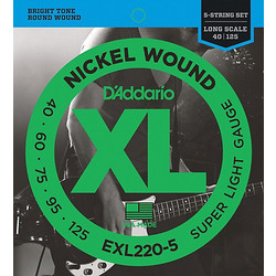 D'Addario EXL220-5 Σετ 5 Χορδές Ηλεκτρικού Μπάσου Nickel Plated Steel 40-125" Extra Light Tension