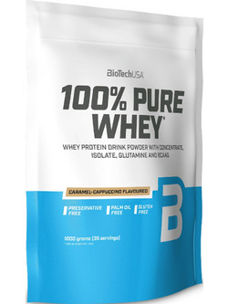 Biotech USA 100% Pure Whey Caramel Cappuccino Πρωτεΐνη Ορού Γάλακτος Γράμμωσης Χωρίς Γλουτένη 1kg