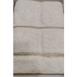 Klotsotiras Σετ Πετσέτες με δαντέλα 3 τεμ. 14002 White