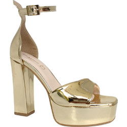 Γυναικεία Πέδιλα Ψηλοτάκουνα, High Heel Platform, BEATRIS 3620.GO Χρυσό Καθρέπτης