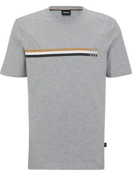 Ανδρικό T-shirt Γκρι με Στάμπα Boss 50486211-41
