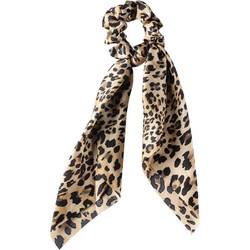 Dalee Leopard Cream Scrunchie (1τμχ) - Μπεζ Λεοπάρ Λαστιχάκι με Μαντήλι
